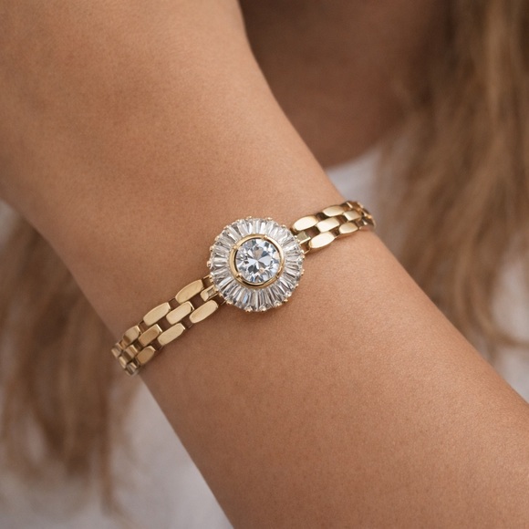 Jewelry - Elegant 14k Gold Plated Bracelet with CZ Accent